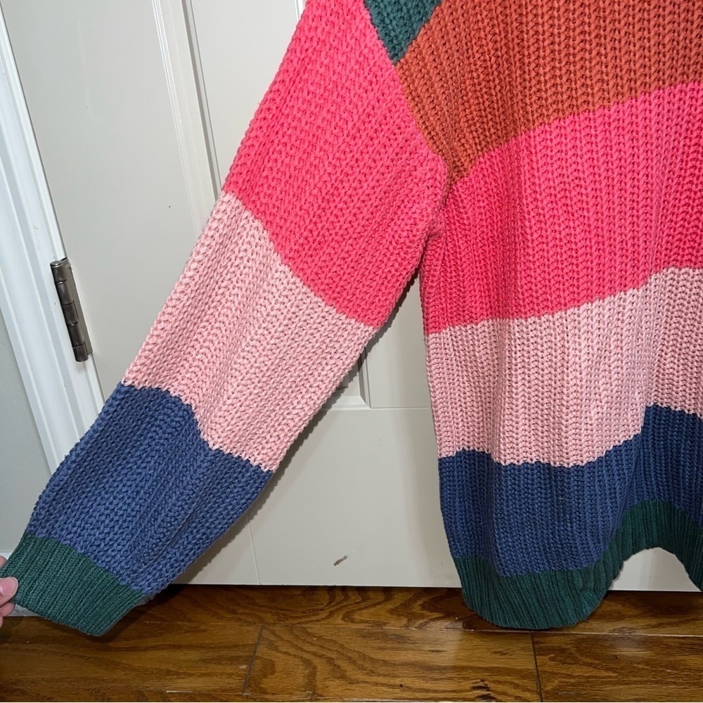 American Eagle Oversized Multicolor Striped Mock Neck Knit Sweater Size XS - Picture 7 of 12